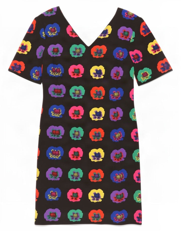 Laurel Womens Sheath Dress EU 40 Medium Black Floral Silk