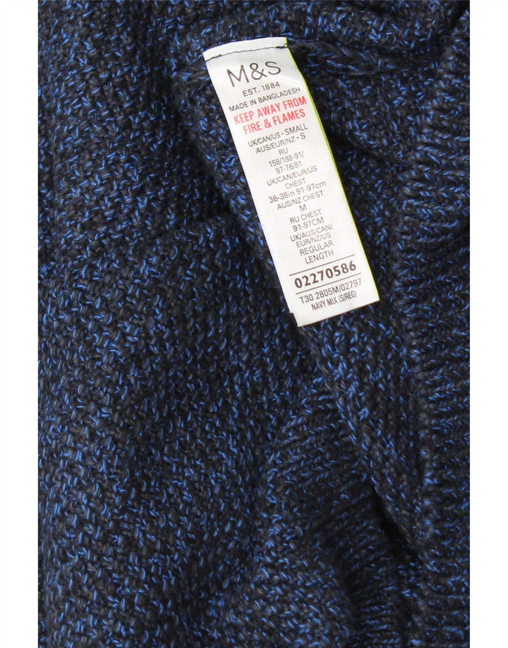Marks & Spencer Mens Crew Neck Jumper Sweater Small Blue Flecked Cotton