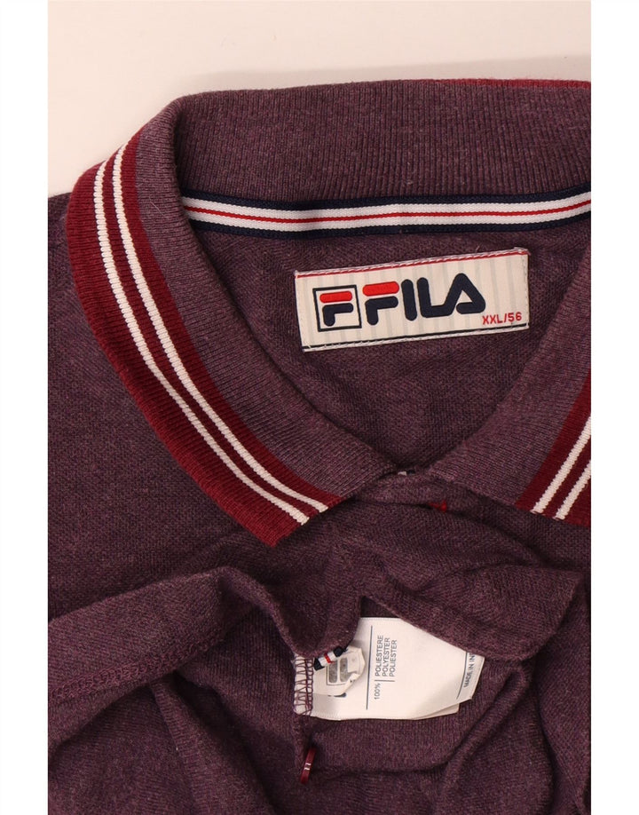 Fila Mens Polo Shirt IT 56 2XL Burgundy Polyester