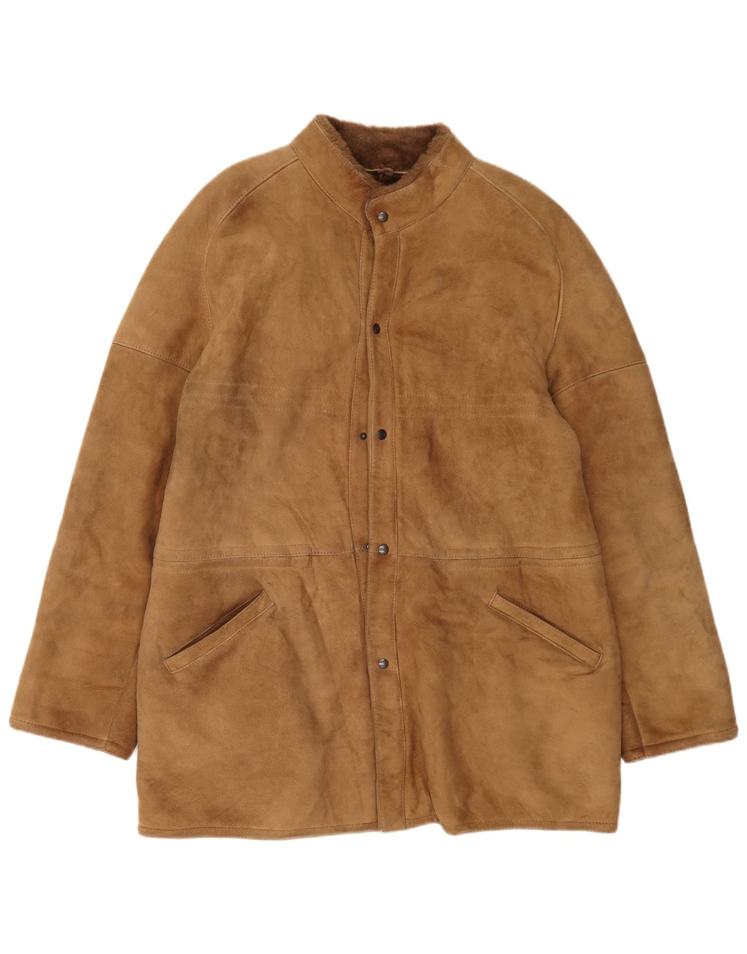 Vintage Mens Shearling Overcoat IT 54 2XL Beige