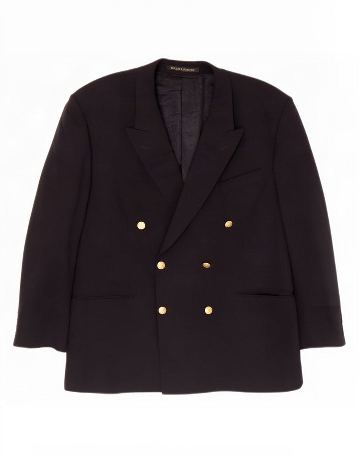 Marks & Spencer Mens Double Breasted Blazer Jacket UK 44 XL Navy Blue