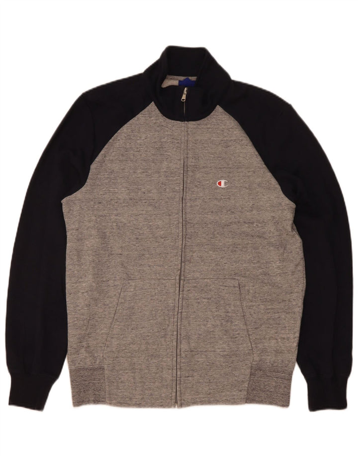 Champion Mens Tracksuit Top Jacket Large Grey Colourblock Cotton