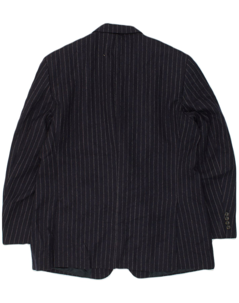 NAUTICA Mens 3 Button Blazer Jacket UK 46 3XL Navy Blue Pinstripe Wool | Vintage Nautica | Thrift | Second-Hand Nautica | Used Clothing | Messina Hembry 