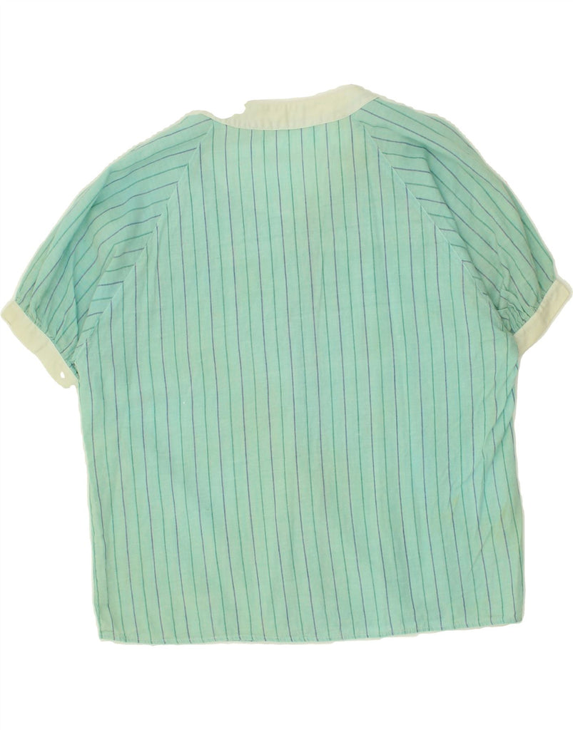 VINTAGE Womens Blouse Top UK 10 Small Green Striped | Vintage Vintage | Thrift | Second-Hand Vintage | Used Clothing | Messina Hembry 