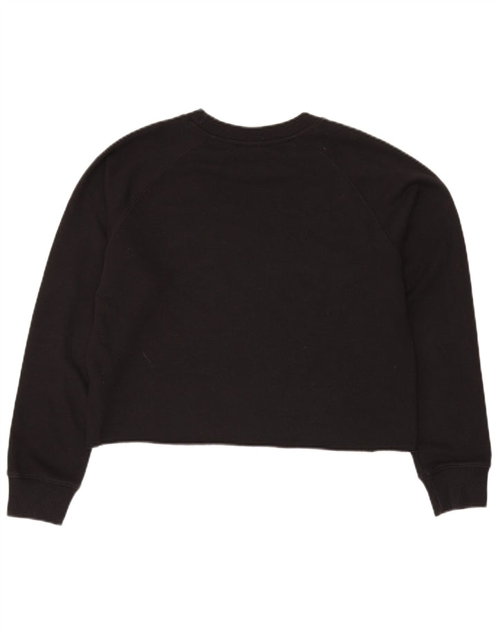 Champion Womens Crop Graphic Sweatshirt Jumper UK 14 Medium Black