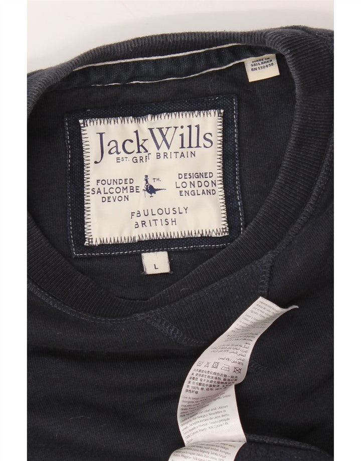 JACK WILLS Mens Sweatshirt Jumper Large Navy Blue Cotton