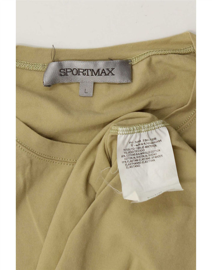 Sportmax Womens Vest Top UK 14 Large Khaki Cotton