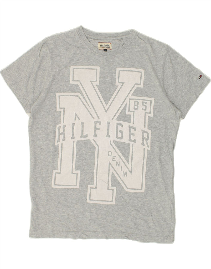 TOMMY HILFIGER Mens Graphic T-Shirt Top Medium Grey Cotton | Vintage Tommy Hilfiger | Thrift | Second-Hand Tommy Hilfiger | Used Clothing | Messina Hembry 