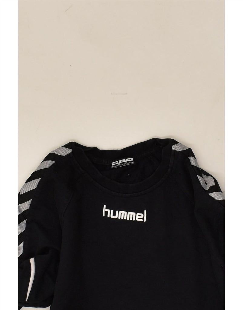 HUMMEL Boys Graphic Sweatshirt Jumper 14-15 Years Black Cotton | Vintage Hummel | Thrift | Second-Hand Hummel | Used Clothing | Messina Hembry 