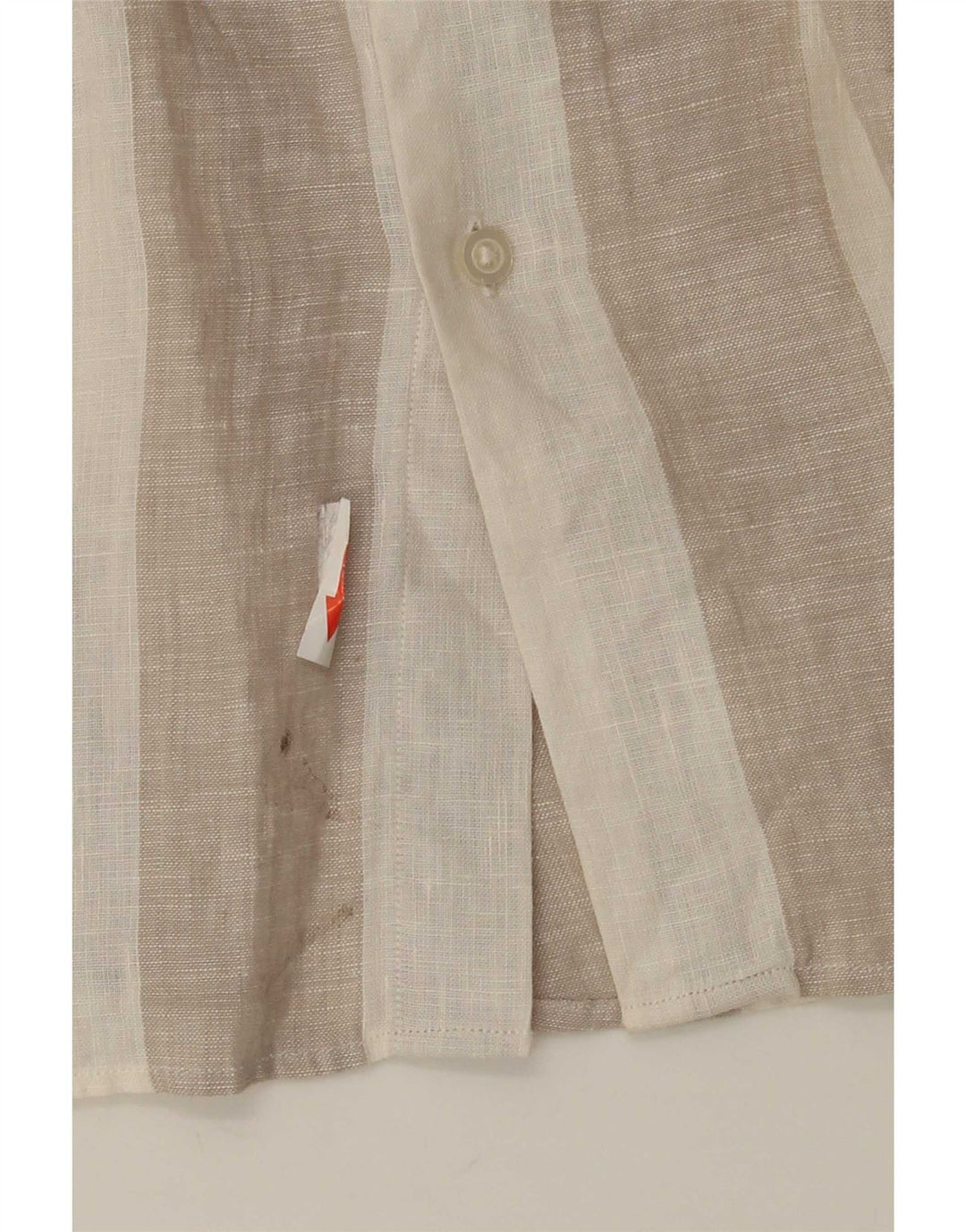 Massimo Dutti Mens Shirt Medium Beige Striped Linen