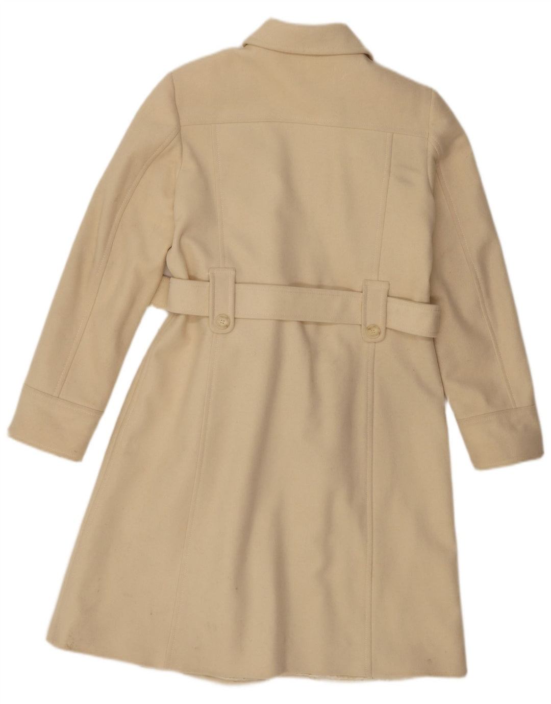 Benetton Womens Double Breasted Coat IT 44 Medium Off White Wool