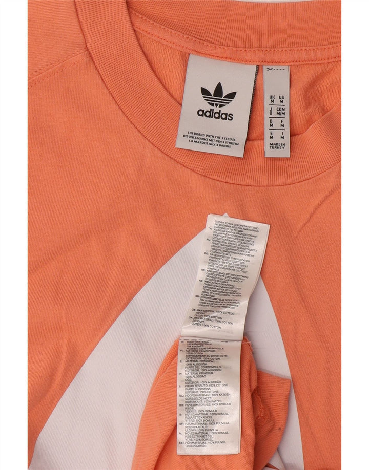 Adidas Mens Graphic T-Shirt Top Medium Orange Cotton
