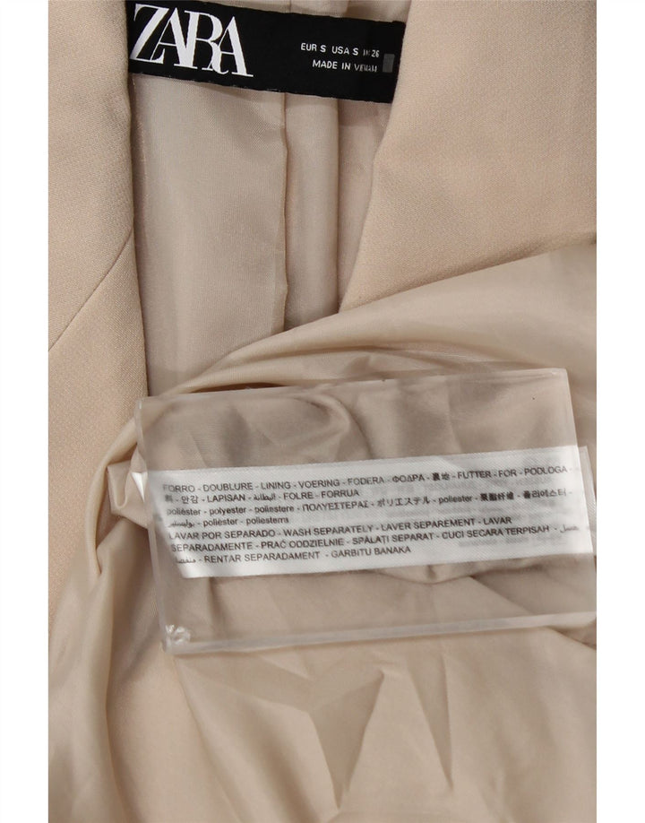 ZARA Womens Double Breasted Blazer Jacket UK 10 Small Beige Polyester