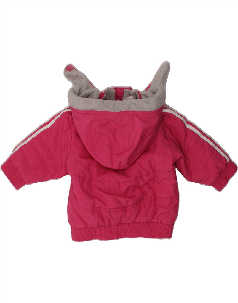 ADIDAS Baby Boys Graphic Hooded Padded Jacket 0-3 Months Pink Polyester | Vintage Adidas | Thrift | Second-Hand Adidas | Used Clothing | Messina Hembry 