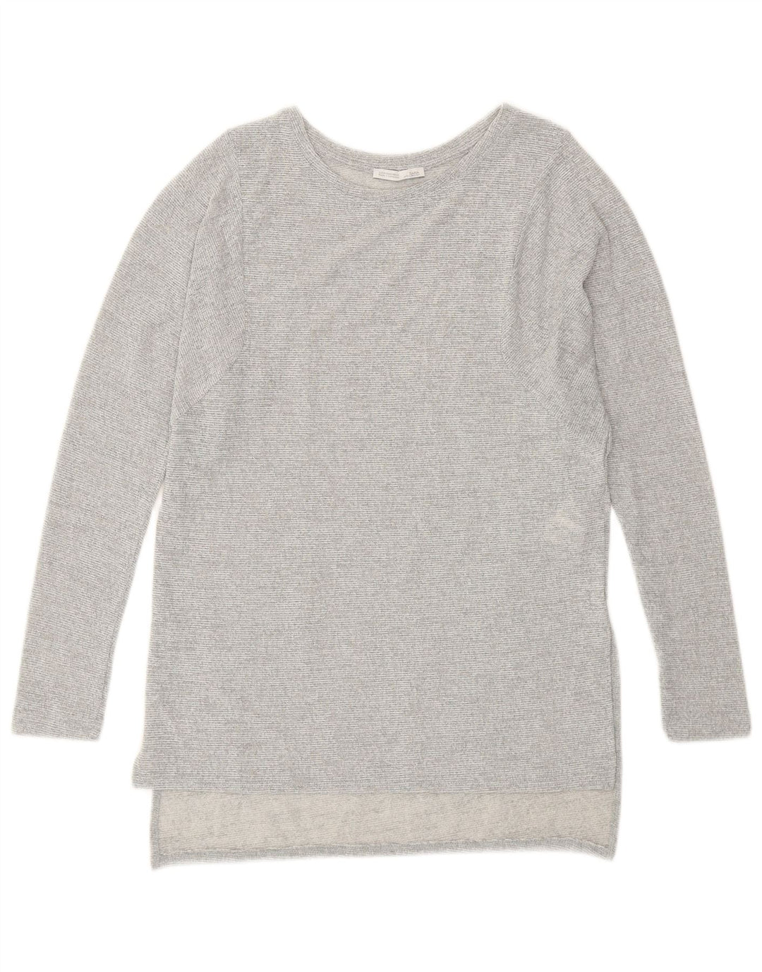 Zara Womens Longline Top Long Sleeve UK 10 Small Grey Flecked Polyester