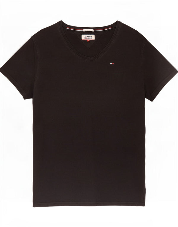 Tommy Hilfiger Womens Regular Fit T-Shirt Top UK 10 Small Black Cotton