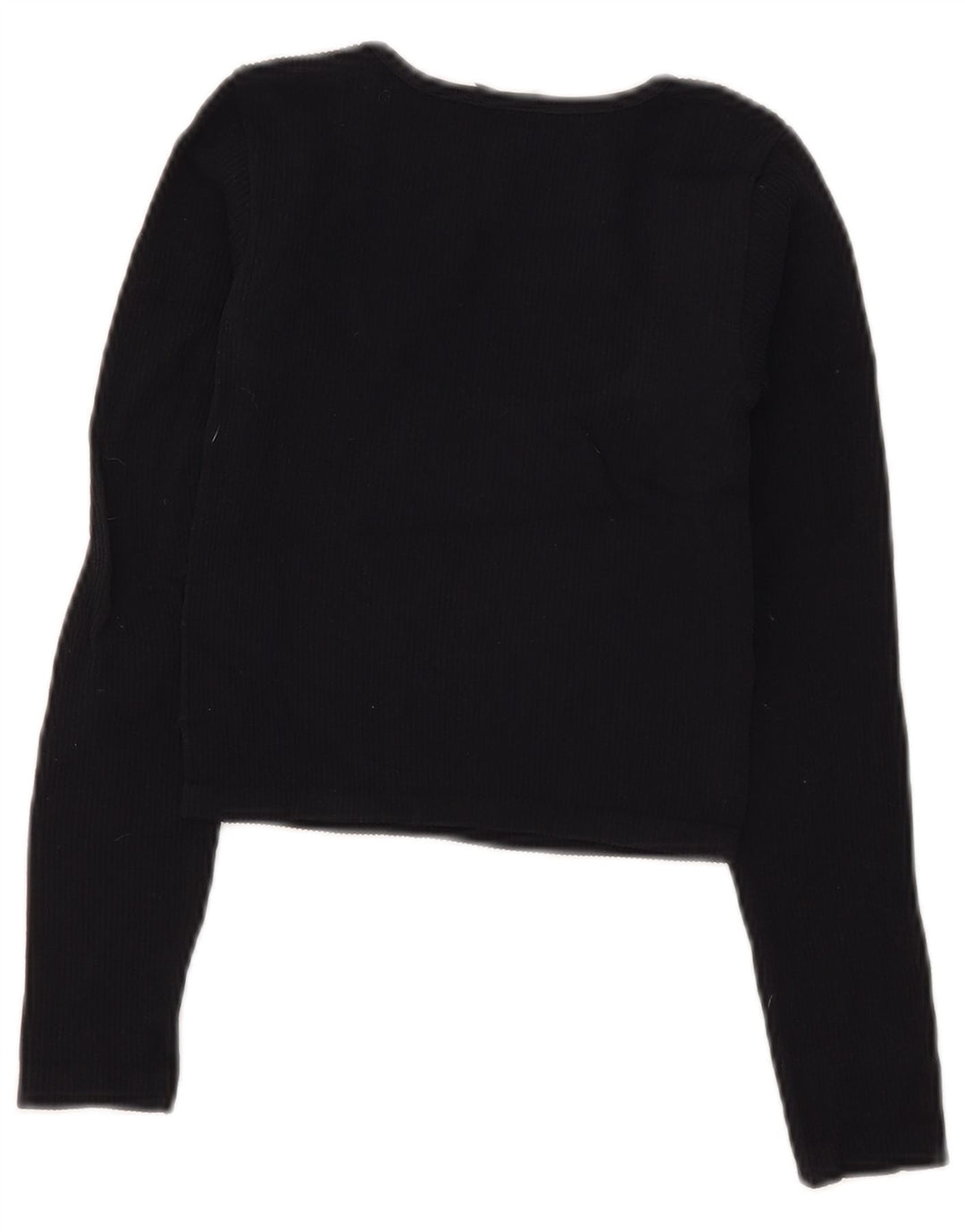 Zara Womens Crop Top Long Sleeve UK 4 XS Black Polyamide