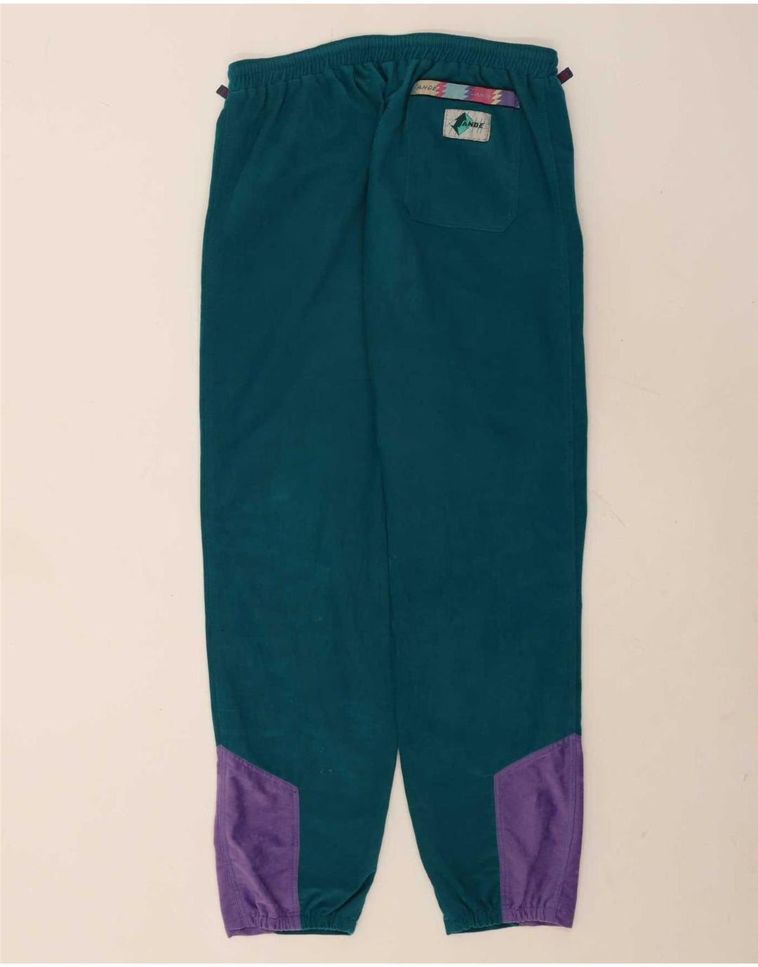 Vintage Mens Velour Full Tracksuit Large Green Colourblock Polyester