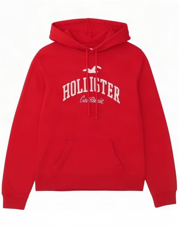 Hollister Mens Graphic Hoodie Jumper Small Red Cotton