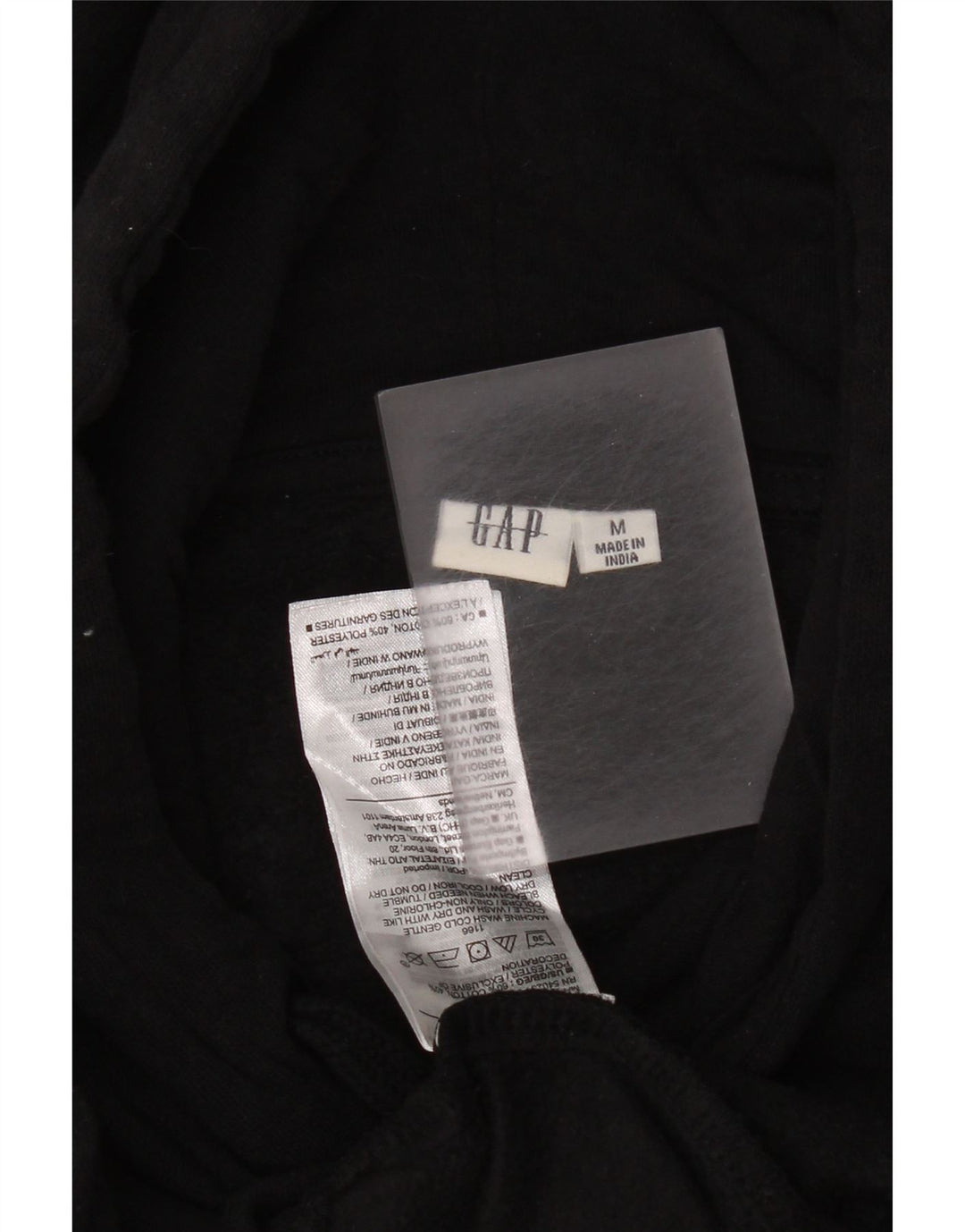Gap Womens Graphic Hoodie Jumper UK 14 Medium Black Cotton