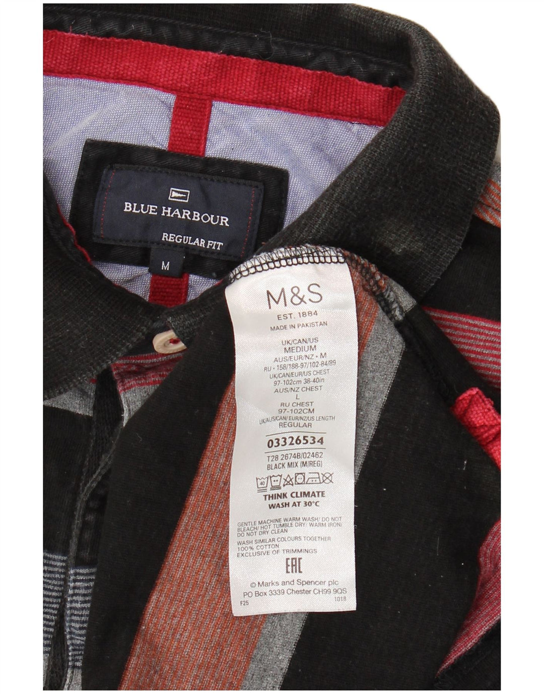 Marks & Spencer Mens Blue Harbour Rugby Polo Shirt Medium Multicoloured