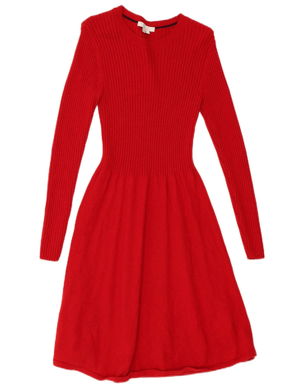 Boden Womens Long Sleeve Jumper Dress UK 10 Small Red Viscose