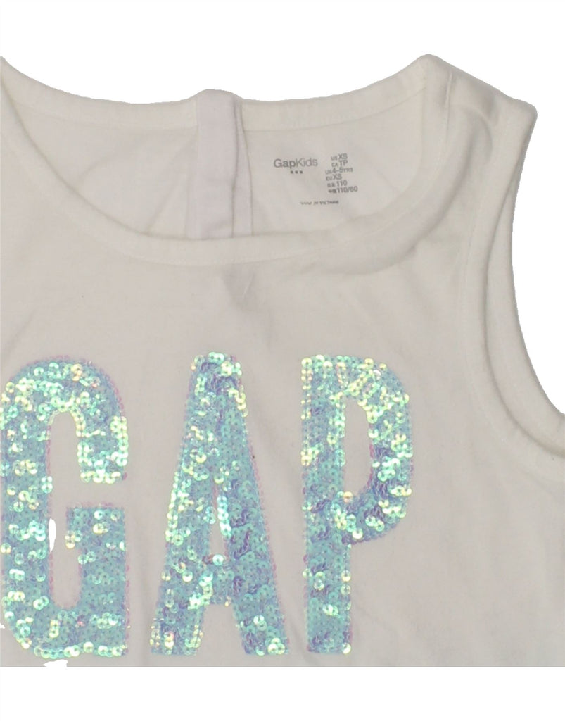 GAP Girls Graphic Vest Top 4-5 Years XS  Blue Colourblock | Vintage Gap | Thrift | Second-Hand Gap | Used Clothing | Messina Hembry 