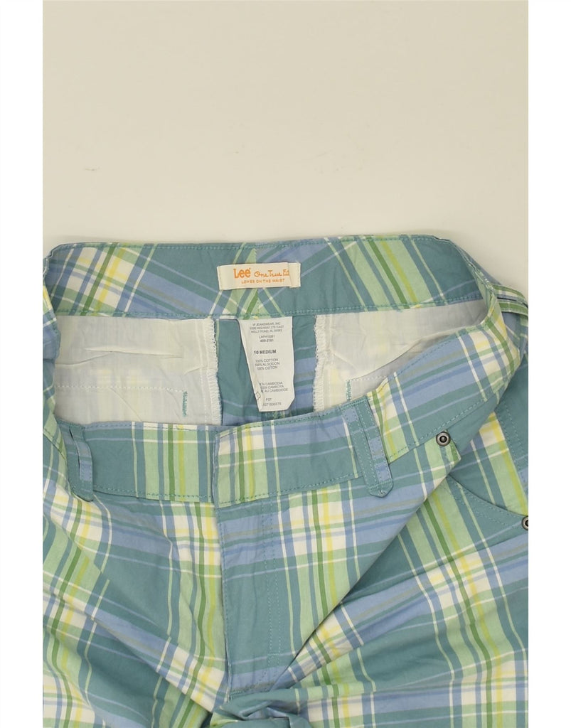 LEE Womens Chino Shorts US 10 Large W32 Green Check Cotton | Vintage Lee | Thrift | Second-Hand Lee | Used Clothing | Messina Hembry 