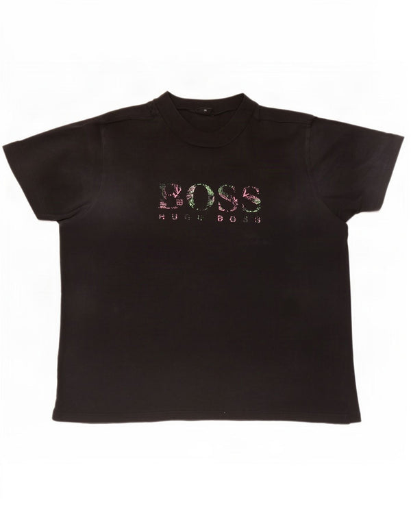 Hugo Boss Mens Graphic T-Shirt Top 5XL Black Cotton