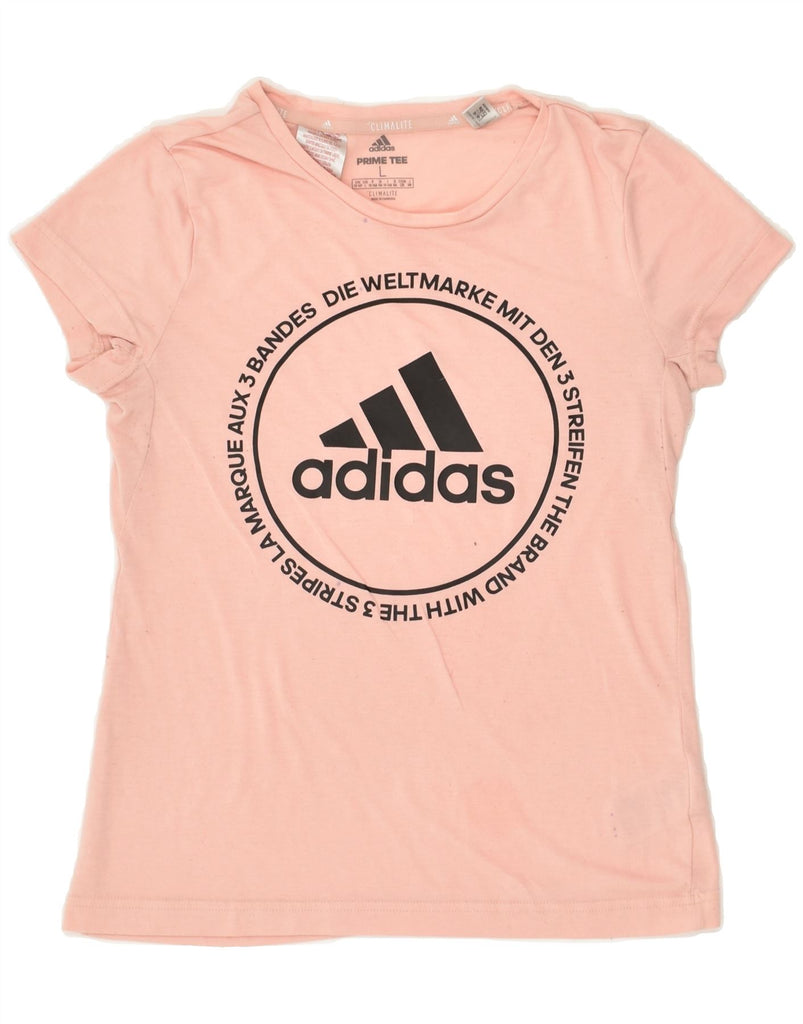 ADIDAS Girls Climalite Graphic T-Shirt Top 13-14 Years Large Pink | Vintage Adidas | Thrift | Second-Hand Adidas | Used Clothing | Messina Hembry 