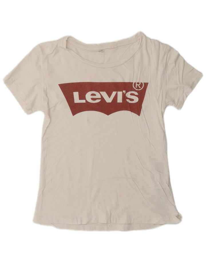 Levi's Womens Graphic T-Shirt Top UK 10 Small White Cotton