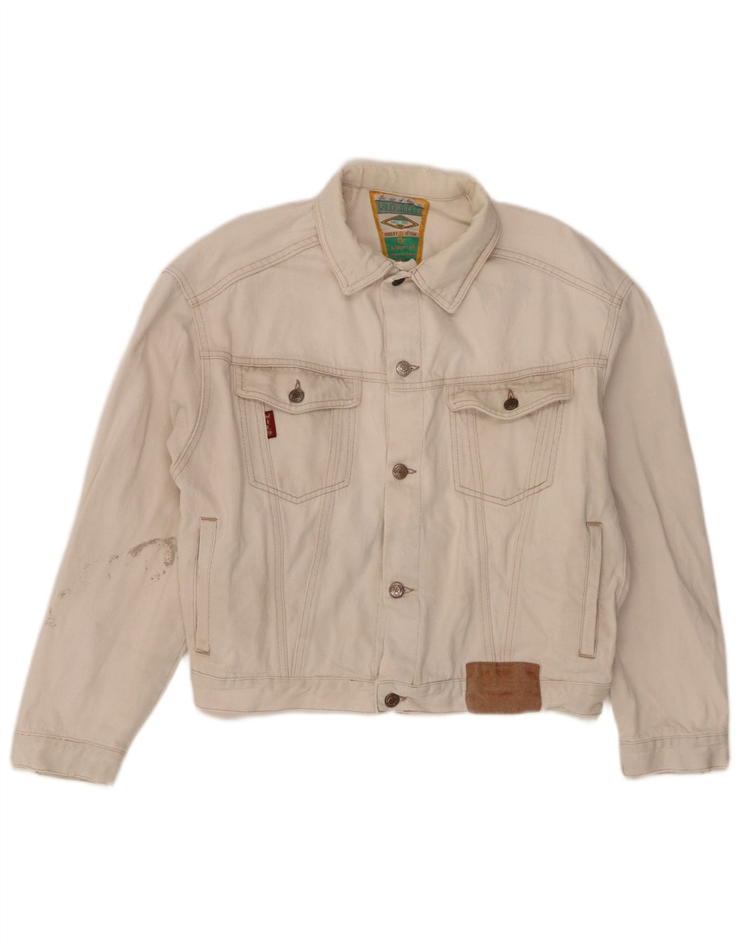Wild Jeans Mens Denim Jacket UK 38 Medium Beige
