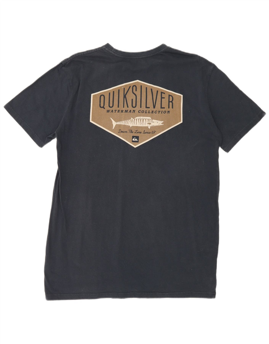 Quiksilver Mens Regular Fit Graphic T-Shirt Top Large Navy Blue Cotton