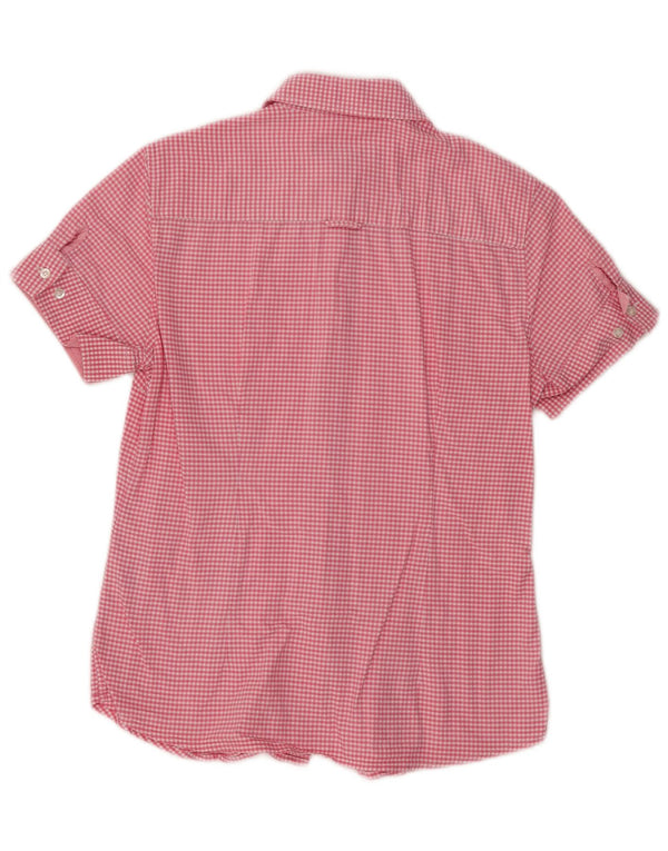 Gant Womens Short Sleeve Shirt UK 12 Medium Pink Gingham Cotton