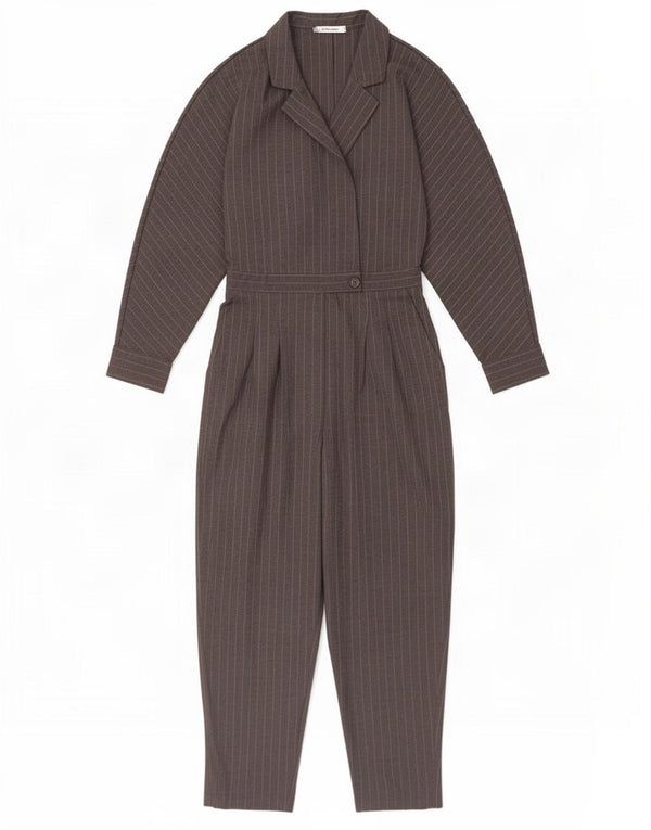 Zara Womens Long Sleeve Jumpsuit UK 6 XS Grey Pinstripe