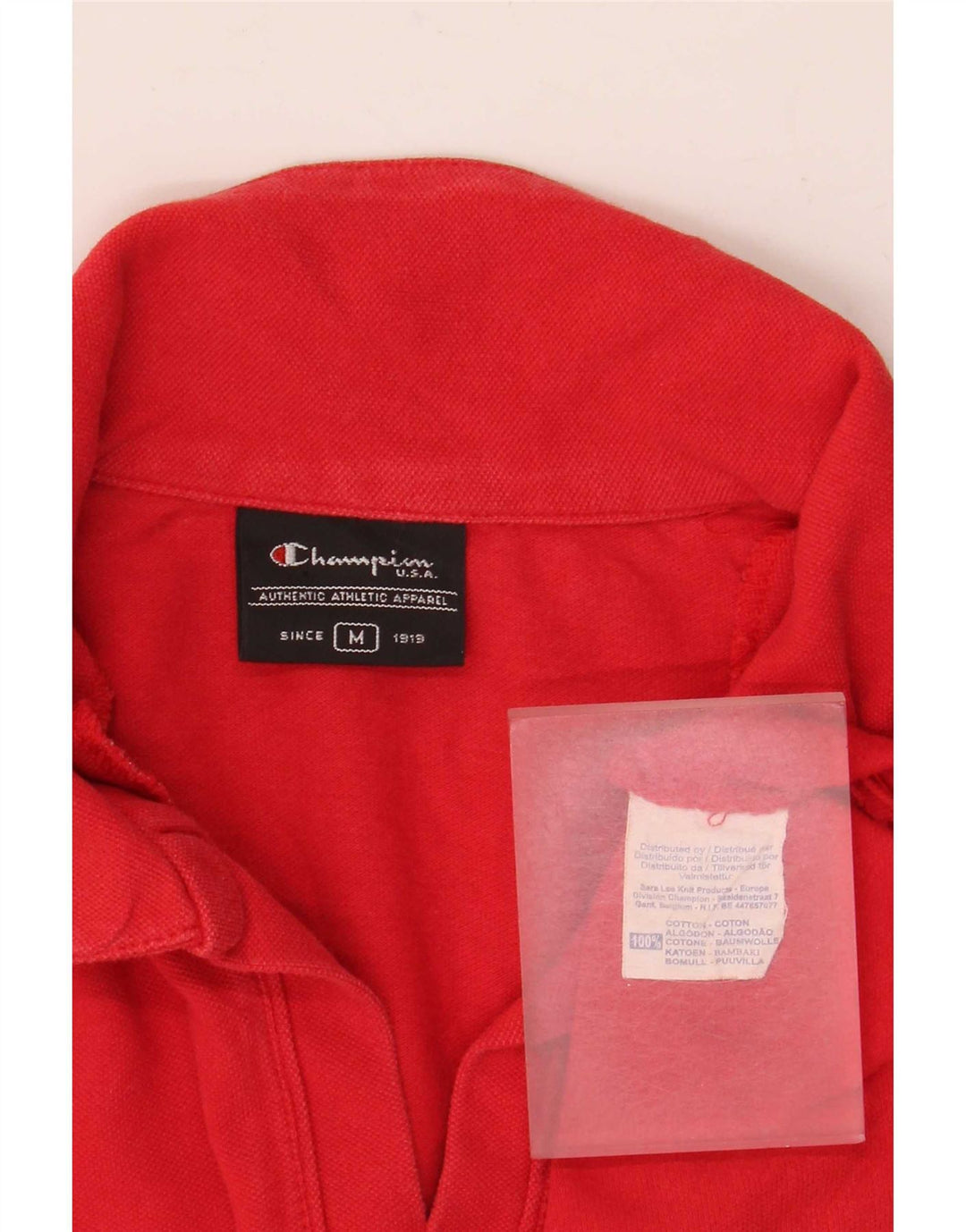 Champion Womens Crop Polo Shirt UK 14 Medium Red Cotton