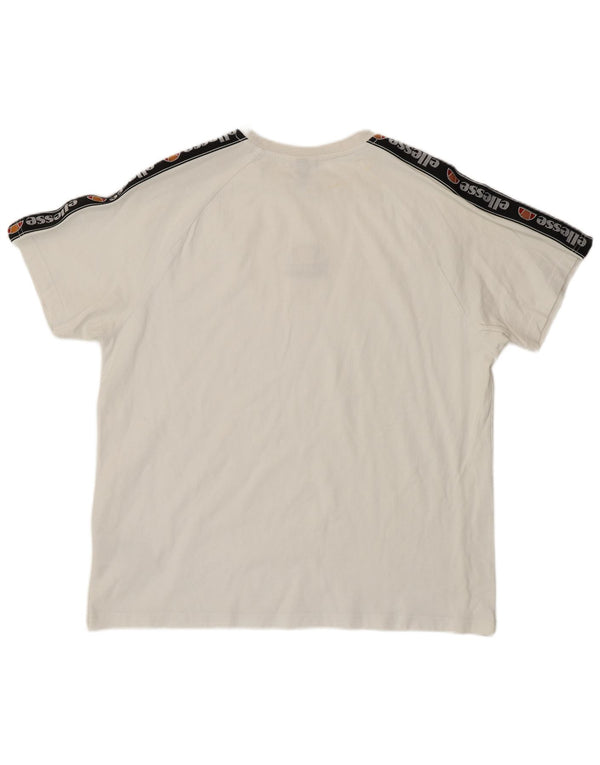 Ellesse Mens Graphic T-Shirt Top Large White Colourblock Cotton