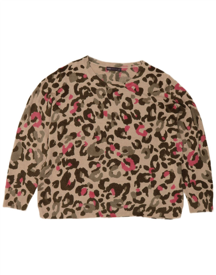 Marks & Spencer Womens Abstract Pattern Boat Neck Jumper Sweater UK 20 2XL