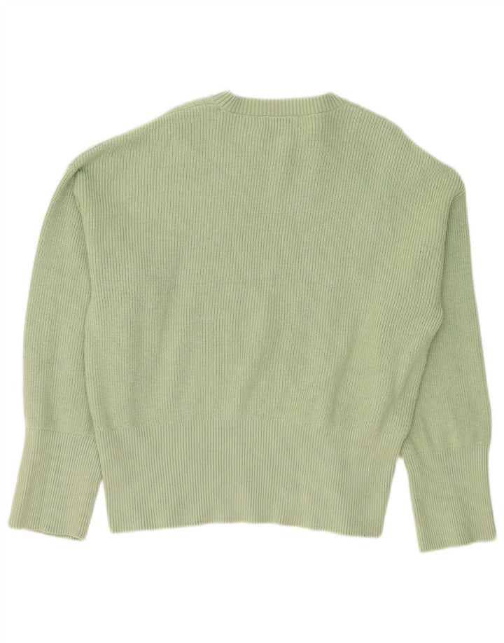 Marks & Spencer Womens Crew Neck Jumper Sweater UK 14 Medium Green Viscose