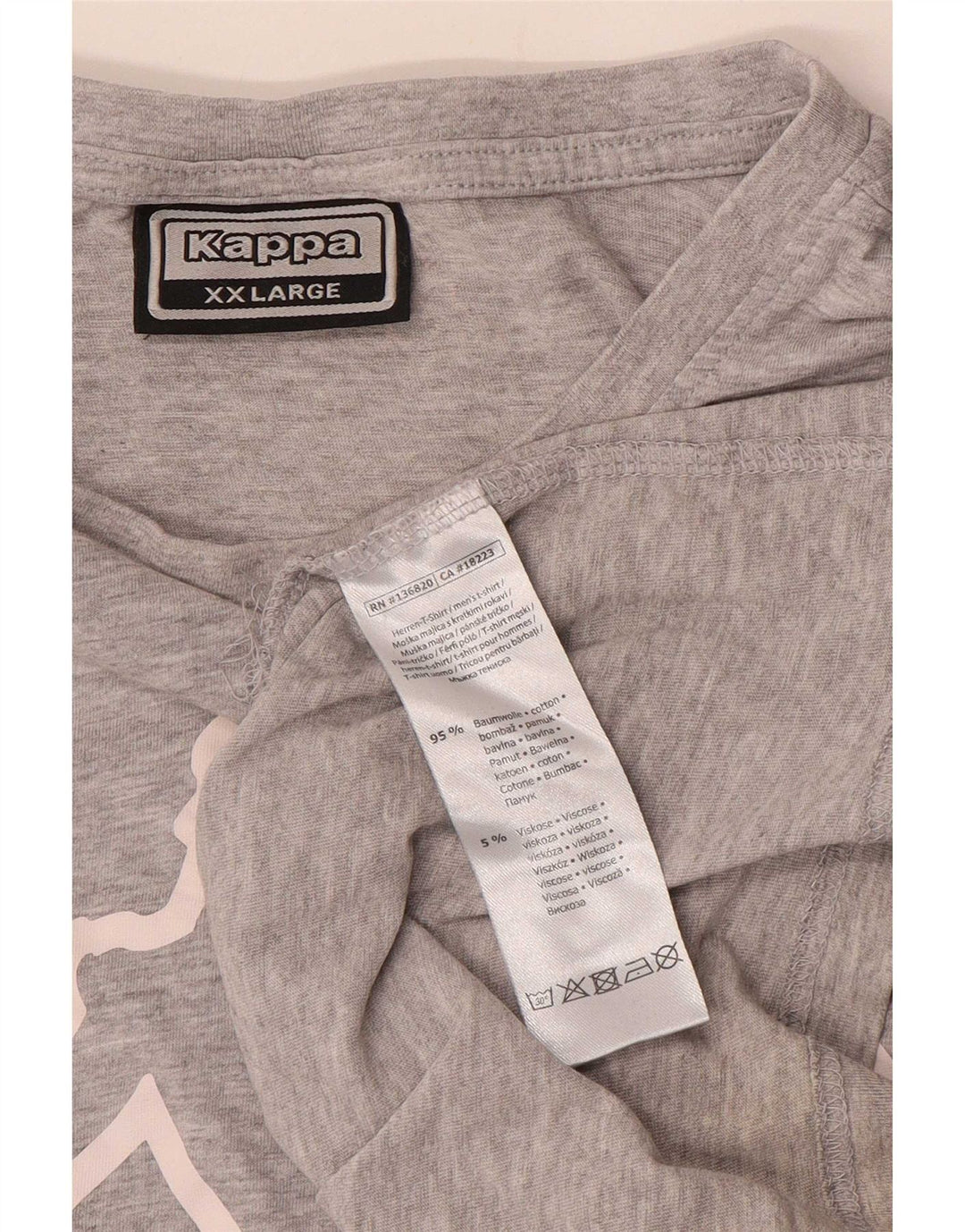 Kappa Mens Graphic T-Shirt Top 2XL Grey Cotton