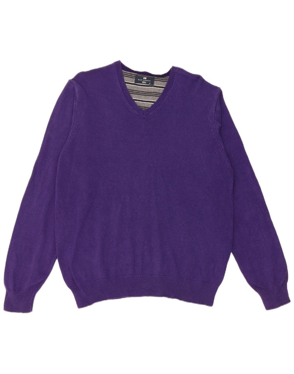 Marks & Spencer Mens Blue Harbour V-Neck Jumper Sweater Medium Purple