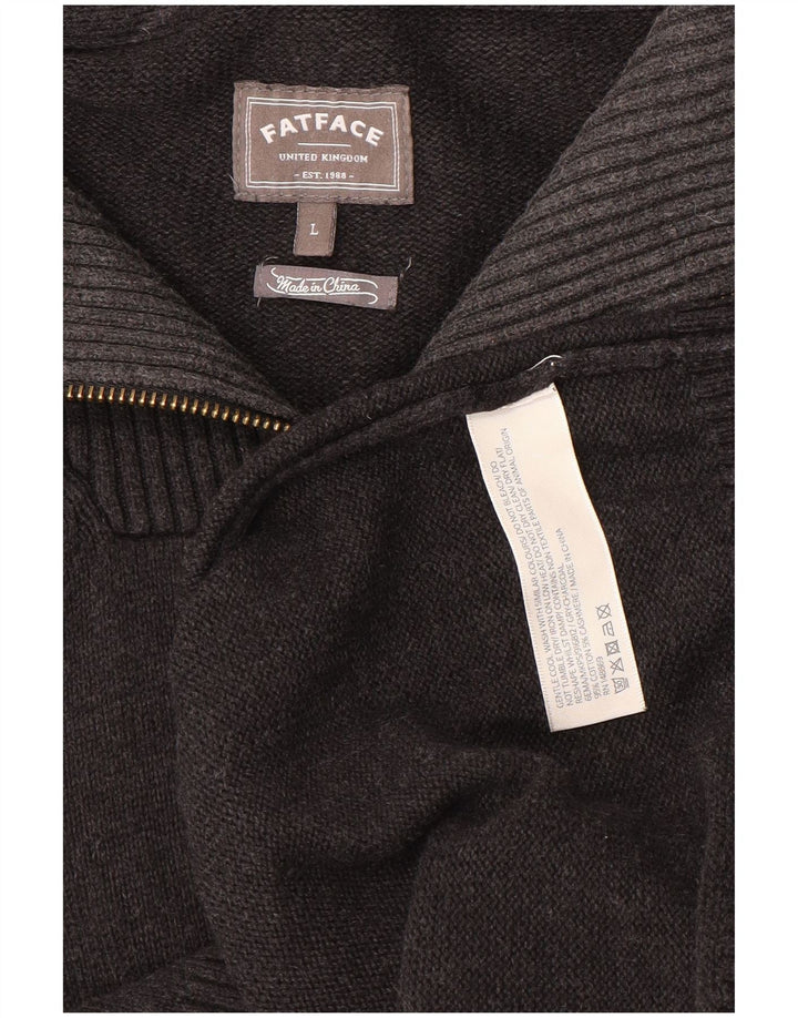 Fat Face Mens Zip Neck Jumper Sweater Large Grey Cotton