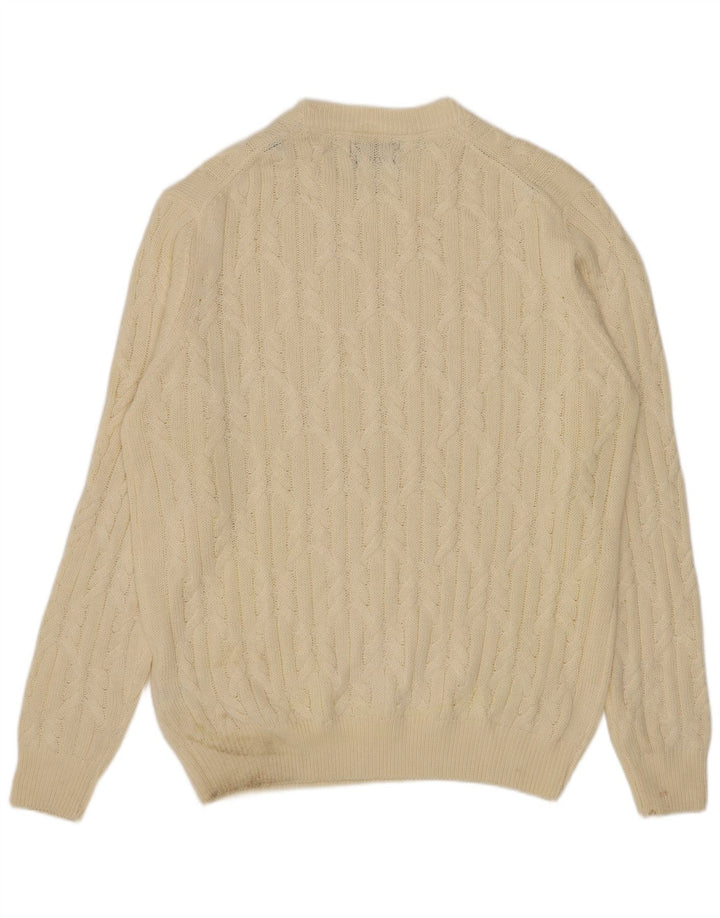 Sonny Bono Mens Crew Neck Jumper Sweater XL Off White Polyester