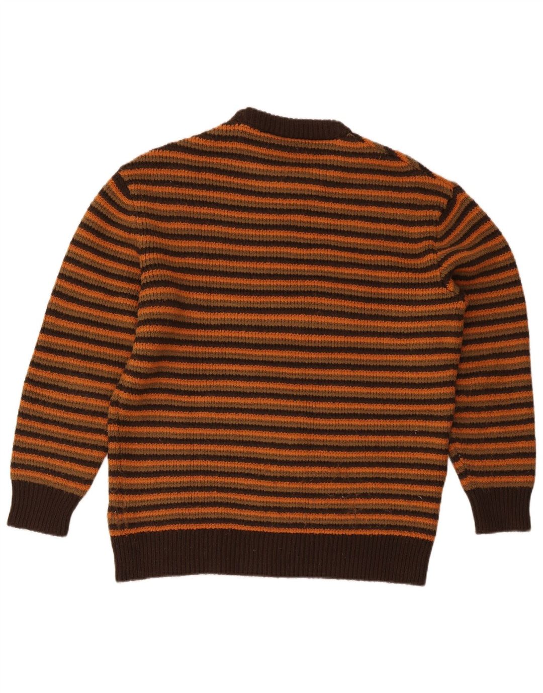 Zara Mens Crew Neck Jumper Sweater XL Brown Striped