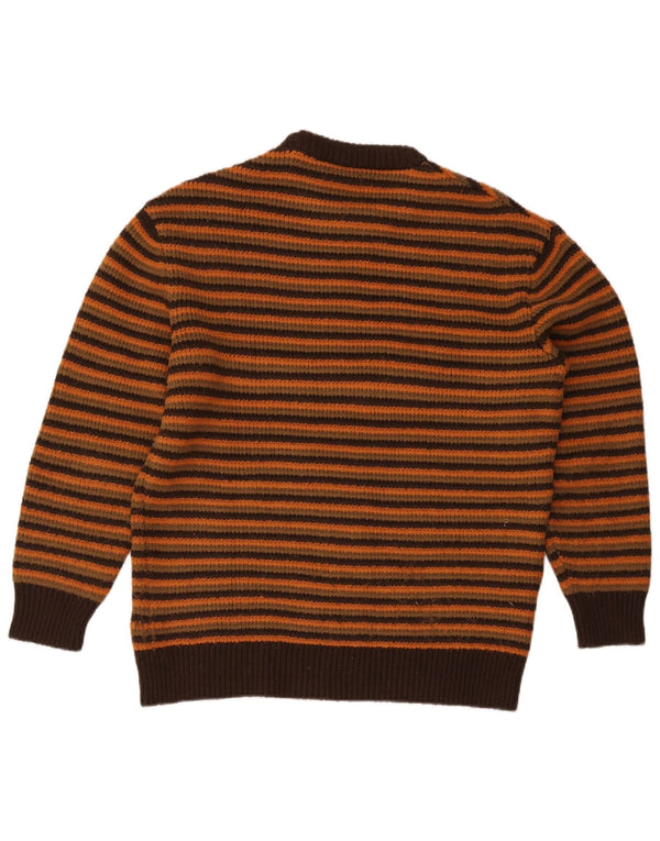Zara Mens Crew Neck Jumper Sweater XL Brown Striped