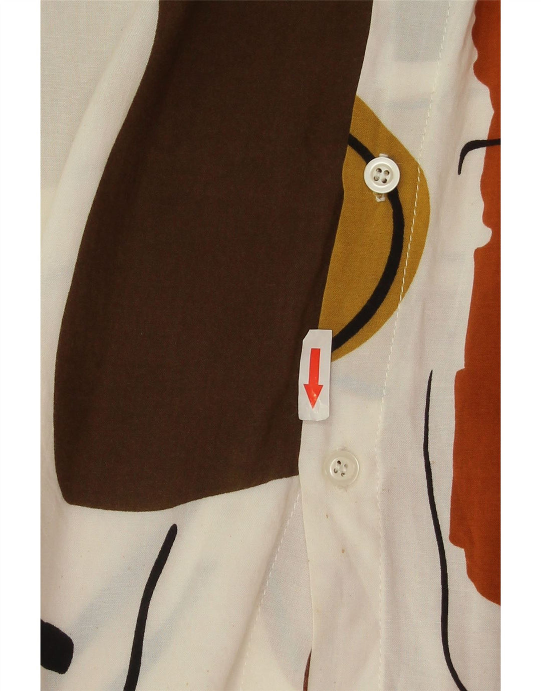 Vintage Mens Abstract Pattern Short Sleeve Shirt Large White Colourblock