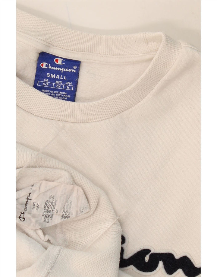 CHAMPION Womens Oversized Graphic Sweatshirt Jumper UK 10 Small White