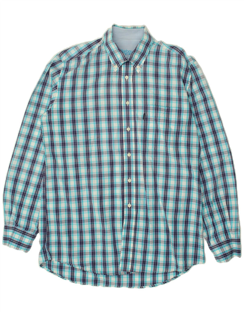 BARBOUR Mens Shirt Medium Blue Check Cotton | Vintage Barbour | Thrift | Second-Hand Barbour | Used Clothing | Messina Hembry 