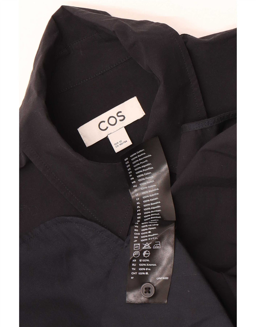 Cos Womens Oversized Shift Dress EU 32 2XS Black Cotton