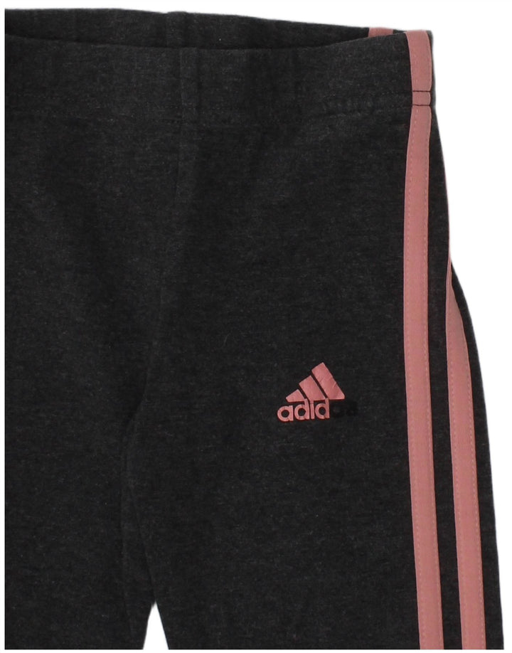 Adidas Girls Leggings 5-6 Years Grey Cotton